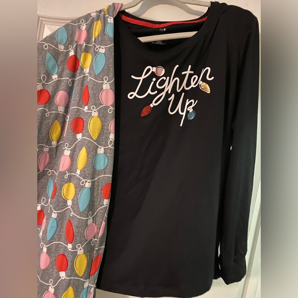 Lighten Up pajamas, Secret Treasures. Large top and XL bottom (jogger style) NWT